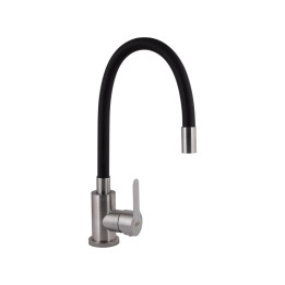 Змішувач для кухні Brinex Pure 015F3 із гнучким виливом Nickel/Black