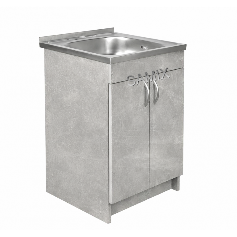 Комплект: Тумба 50 Антрацит + Мийка 50х50 0.6 мм (Без крила) + Євросифон | Samix