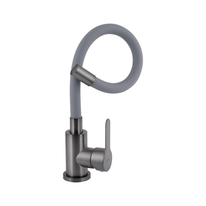 Змішувач для кухні Pure 015F3 GraphiteGrey (k35) з гнучким виливом Brinex