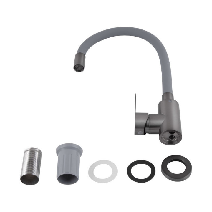 Змішувач для кухні Pure 015F3 GraphiteGrey (k35) з гнучким виливом Brinex