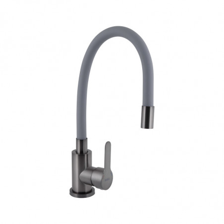 Змішувач для кухні Pure 015F3 GraphiteGrey (k35) з гнучким виливом Brinex