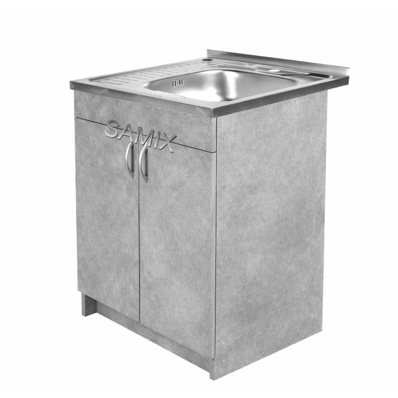 Комплект: Тумба 60 Індастріал + Мийка 60х60 0.6 мм (Права) + Євросифон | Samix