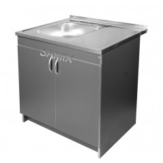 Комплект: Тумба 80 Антрацит + Мийка 80х50 0.6 мм (Ліва) + Євросифон | Samix