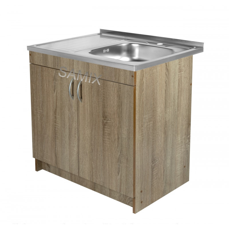 Комплект: Тумба 80 Трюфель + Мийка 80х60 0.6 мм (Права) + Євросифон | Samix