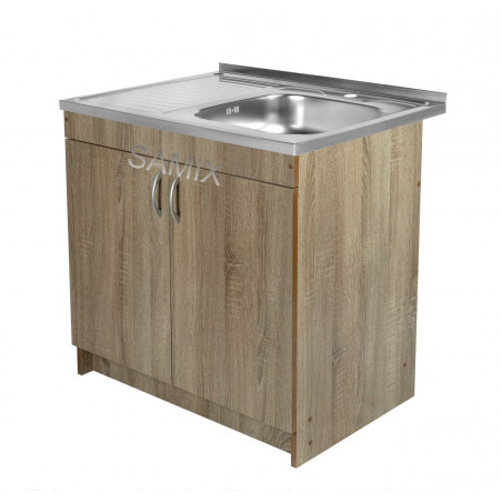 Комплект: Тумба 80 Трюфель + Мийка 80х60 0.6 мм (Права) + Євросифон | Samix