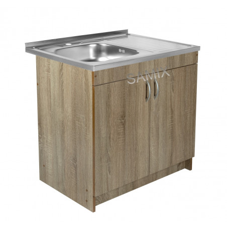 Комплект: Тумба 80 Трюфель + Мийка 80х50 0.6 мм (Ліва) + Євросифон | Samix