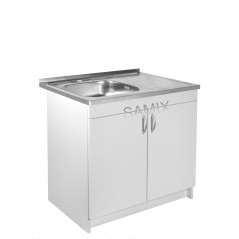 Комплект: Тумба 80 Біла + Мийка 80х50 0.6 мм (Ліва) + Євросифон | Samix