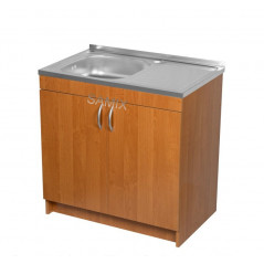 Комплект: Тумба 80 Вільха + Мийка 80х50 0.6 мм (Ліва) + Євросифон | Samix