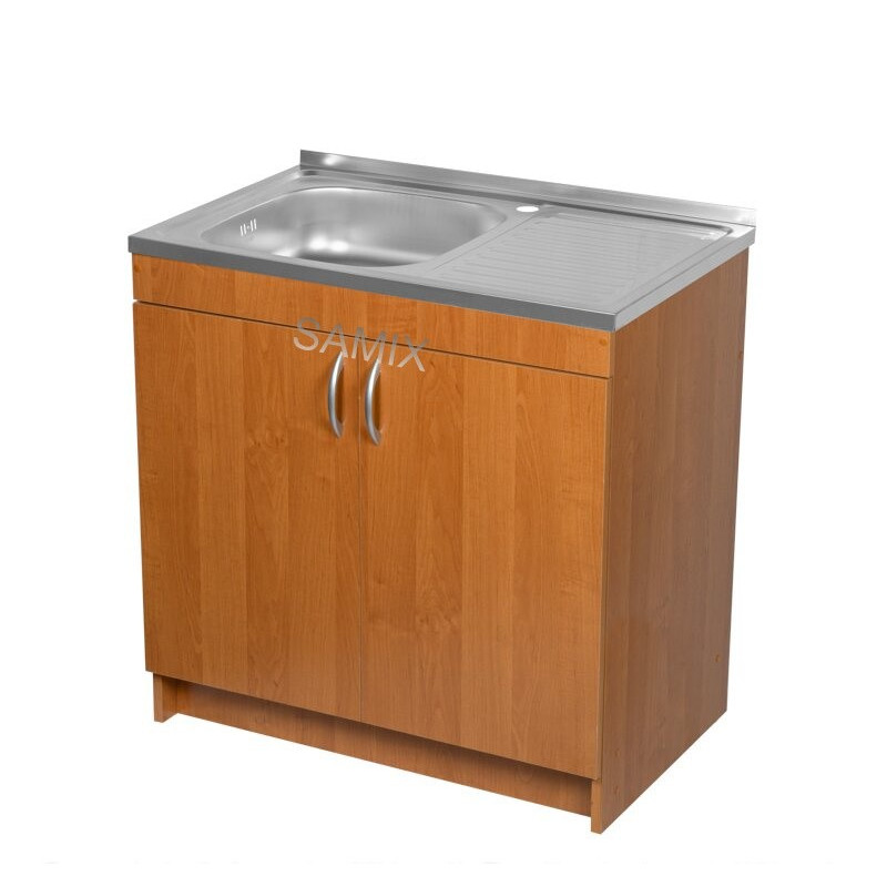 Комплект: Тумба 80 Вільха + Мийка 80х50 0.6 мм (Ліва) + Євросифон | Samix
