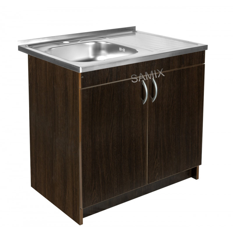 Комплект: Тумба 80 Венге + Мийка 80х50 0.6 мм (Ліва) + Євросифон | Samix