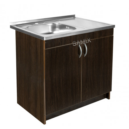 Комплект: Тумба 80 Венге + Мийка 80х50 0.6 мм (Ліва) + Євросифон | Samix