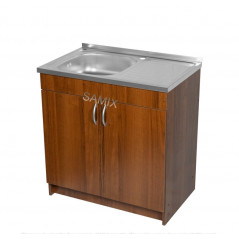 Комплект: Тумба 80 Горіх Лісовий + Мийка 80х50 0.6 мм (Ліва) + Євросифон | Samix
