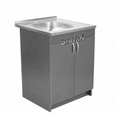 Комплект: Тумба 60 Антрацит + Мийка 60х60 0.6 мм (Ліва) + Євросифон | Samix