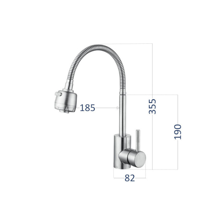 Змішувач для кухні Pure 015F3 GraphiteGrey (k35) з гнучким виливом Brinex