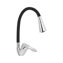 Змішувач для кухні Brinex Pure 015F3 із гнучким виливом Nickel/Black