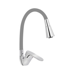 Змішувач для кухні Brinex Pure 015F3 із гнучким виливом Nickel/Black