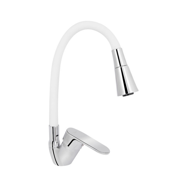 Змішувач для кухні Brinex Pure 015F3 із гнучким виливом Nickel/Black
